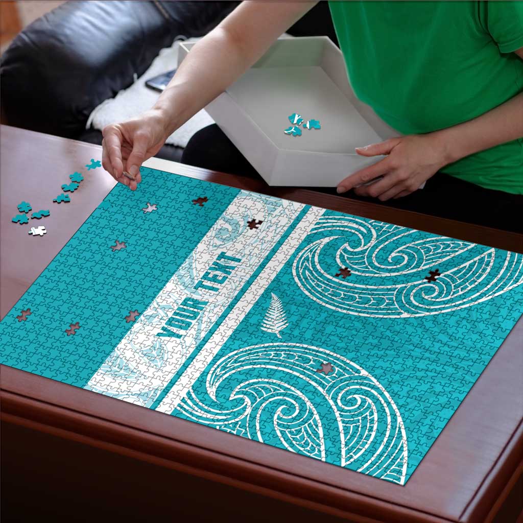 New Zealand Silver Fern Cricket Custom Puzzle Black Cap Teal Maori Pattern - Aussie Hoodie