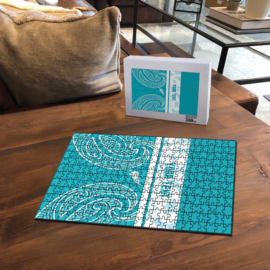 New Zealand Silver Fern Cricket Custom Puzzle Black Cap Teal Maori Pattern - Aussie Hoodie