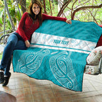 New Zealand Silver Fern Cricket Custom Quilt Black Cap Teal Maori Pattern - Aussie Hoodie