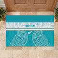 New Zealand Silver Fern Cricket Custom Rubber Doormat Black Cap Teal Maori Pattern - Aussie Hoodie