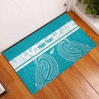 New Zealand Silver Fern Cricket Custom Rubber Doormat Black Cap Teal Maori Pattern - Aussie Hoodie