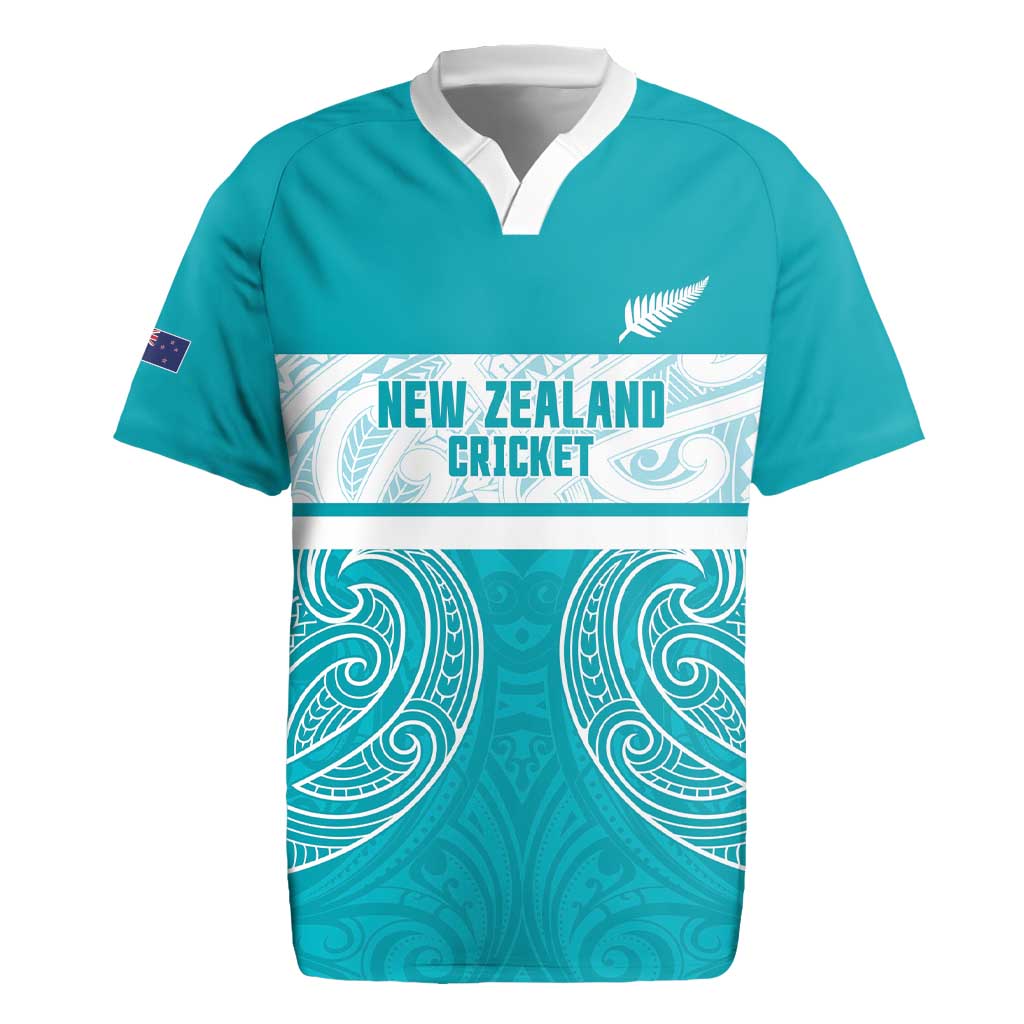 New Zealand Silver Fern Cricket Custom Rugby Jersey Black Cap Teal Maori Pattern - Aussie Hoodie