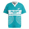 New Zealand Silver Fern Cricket Custom Rugby Jersey Black Cap Teal Maori Pattern - Aussie Hoodie