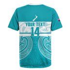 New Zealand Silver Fern Cricket Custom Rugby Jersey Black Cap Teal Maori Pattern - Aussie Hoodie