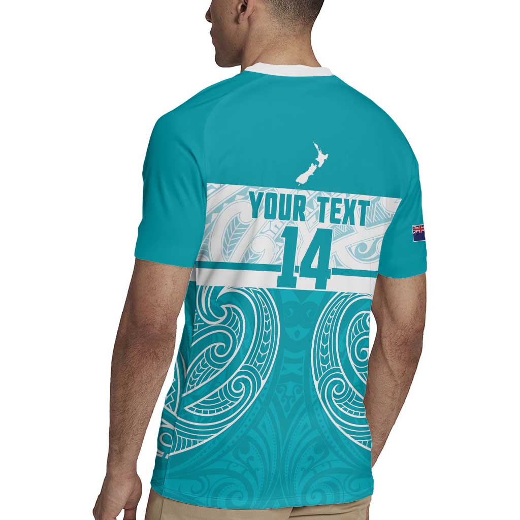 New Zealand Silver Fern Cricket Custom Rugby Jersey Black Cap Teal Maori Pattern - Aussie Hoodie