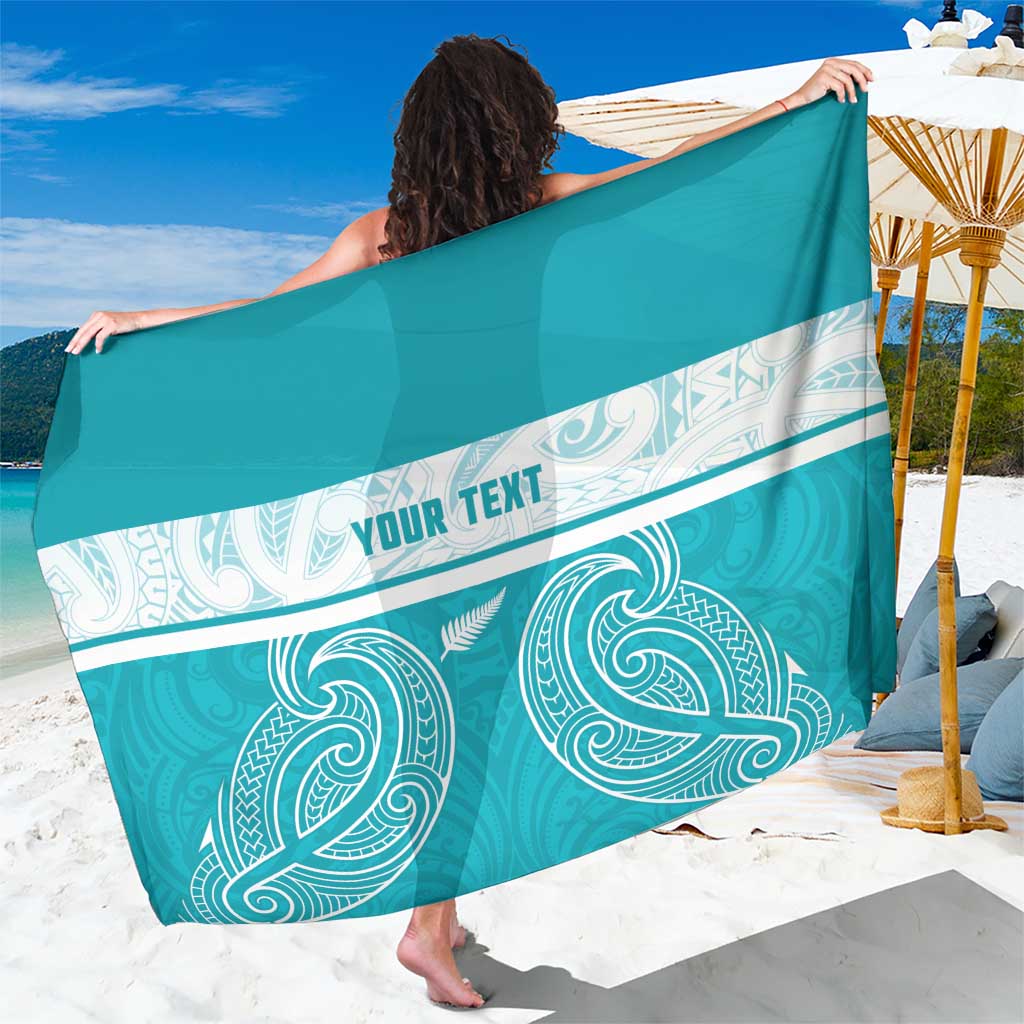 New Zealand Silver Fern Cricket Custom Sarong Black Cap Teal Maori Pattern - Aussie Hoodie