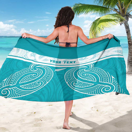 New Zealand Silver Fern Cricket Custom Sarong Black Cap Teal Maori Pattern - Aussie Hoodie