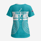 New Zealand Silver Fern Cricket Custom Scrub Top Black Cap Teal Maori Pattern - Aussie Hoodie