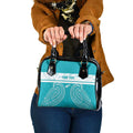 New Zealand Silver Fern Cricket Custom Shoulder Handbag Black Cap Teal Maori Pattern - Aussie Hoodie