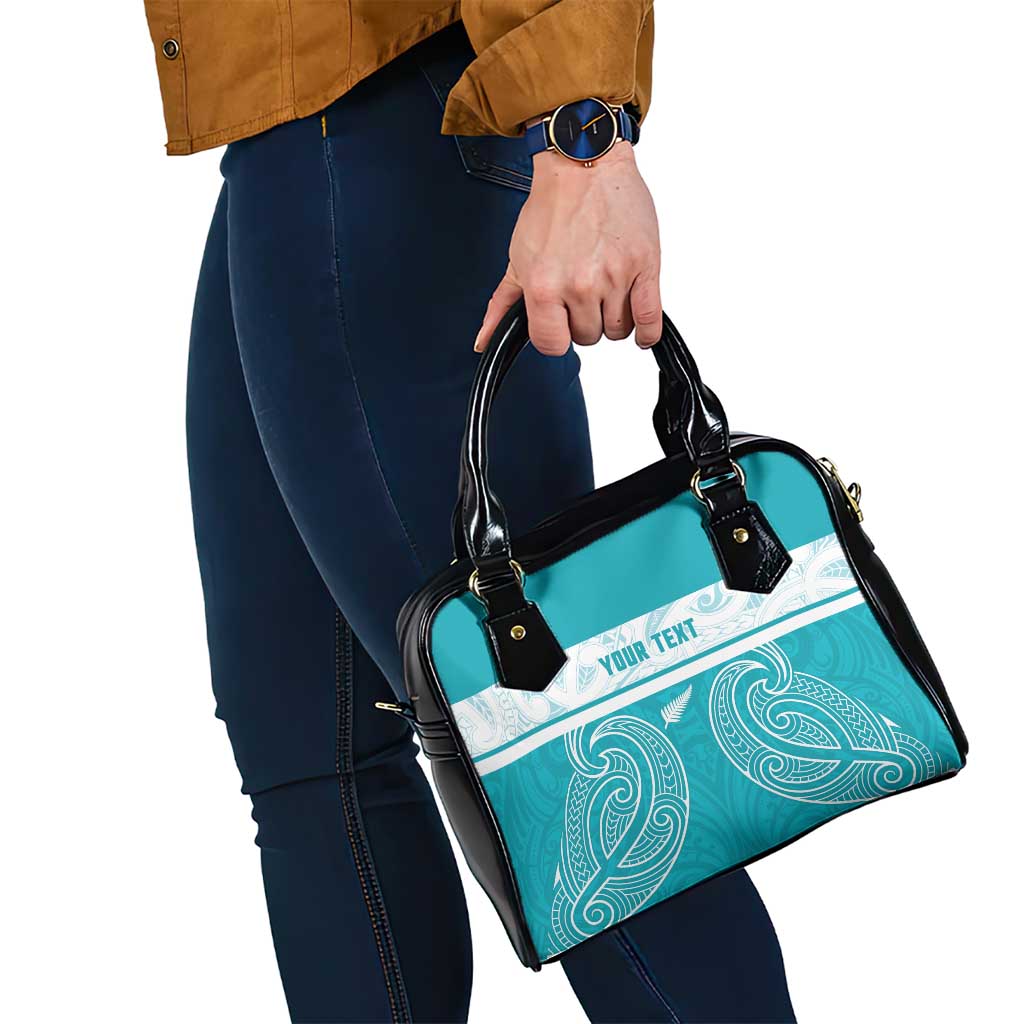 New Zealand Silver Fern Cricket Custom Shoulder Handbag Black Cap Teal Maori Pattern - Aussie Hoodie