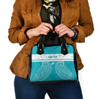 New Zealand Silver Fern Cricket Custom Shoulder Handbag Black Cap Teal Maori Pattern - Aussie Hoodie