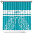 New Zealand Silver Fern Cricket Custom Shower Curtain Black Cap Teal Maori Pattern - Aussie Hoodie
