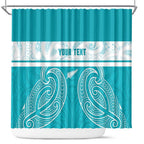 New Zealand Silver Fern Cricket Custom Shower Curtain Black Cap Teal Maori Pattern - Aussie Hoodie