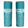 New Zealand Silver Fern Cricket Custom Skinny Tumbler Black Cap Teal Maori Pattern - Aussie Hoodie