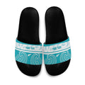 New Zealand Silver Fern Cricket Custom Slide Sandals Black Cap Teal Maori Pattern - Aussie Hoodie
