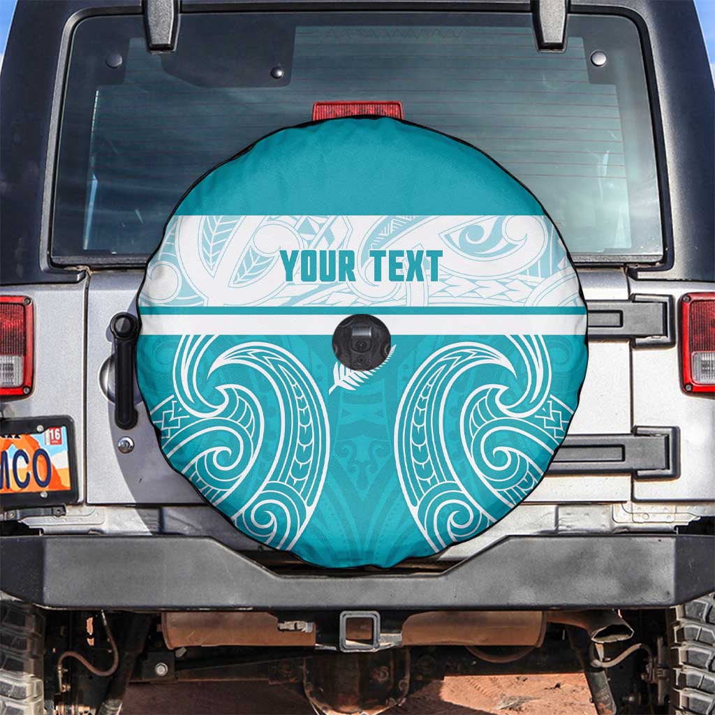 New Zealand Silver Fern Cricket Custom Spare Tire Cover Black Cap Teal Maori Pattern - Aussie Hoodie