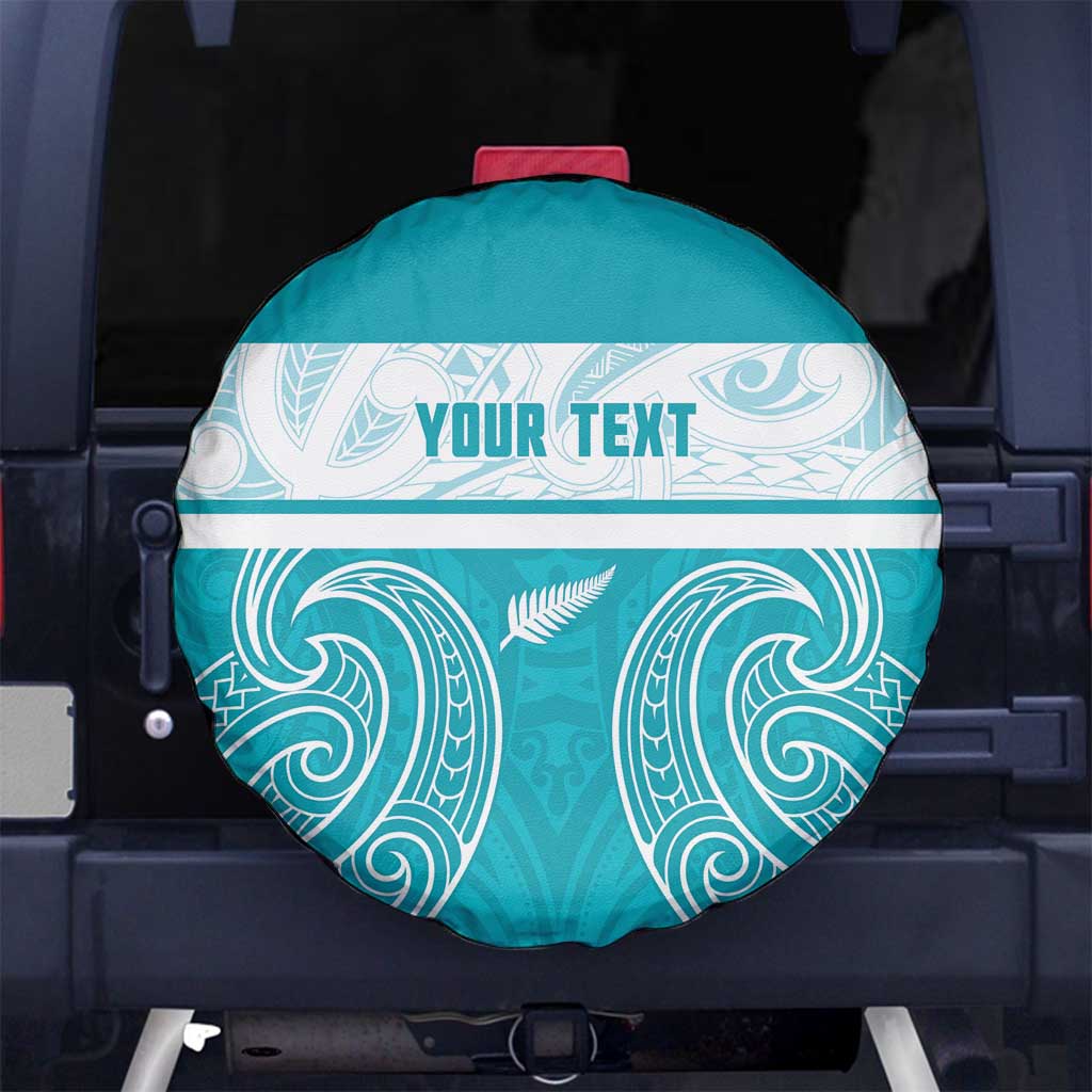 New Zealand Silver Fern Cricket Custom Spare Tire Cover Black Cap Teal Maori Pattern - Aussie Hoodie