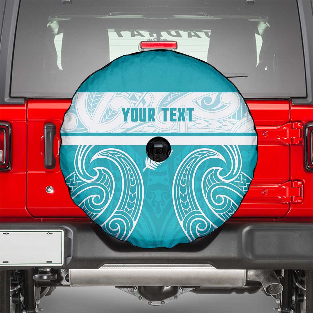New Zealand Silver Fern Cricket Custom Spare Tire Cover Black Cap Teal Maori Pattern - Aussie Hoodie