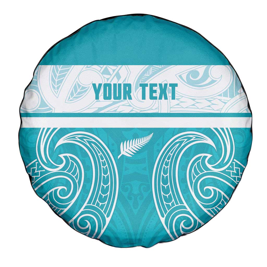 New Zealand Silver Fern Cricket Custom Spare Tire Cover Black Cap Teal Maori Pattern - Aussie Hoodie