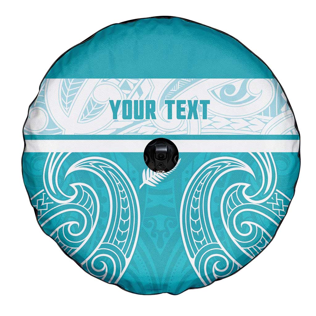 New Zealand Silver Fern Cricket Custom Spare Tire Cover Black Cap Teal Maori Pattern - Aussie Hoodie