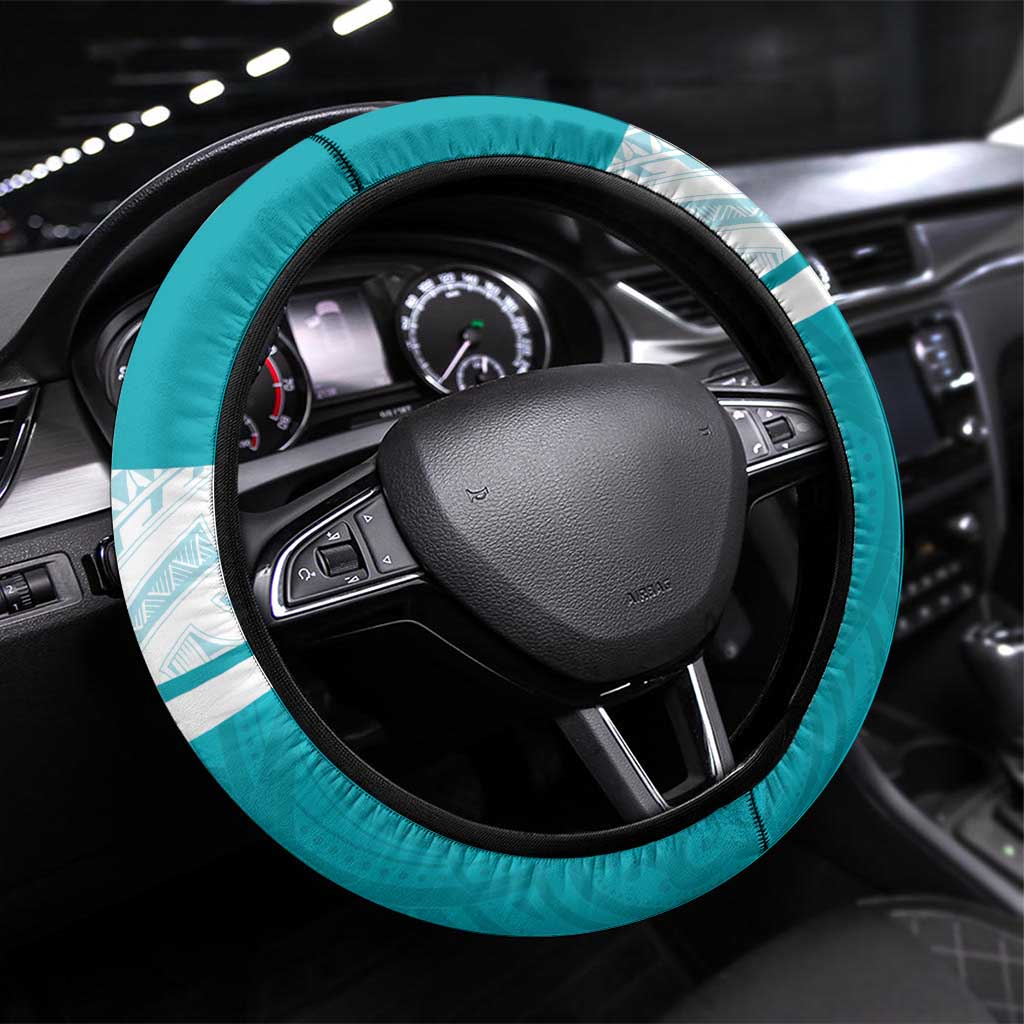 New Zealand Silver Fern Cricket Steering Wheel Cover Black Cap Teal Maori Pattern - Aussie Hoodie