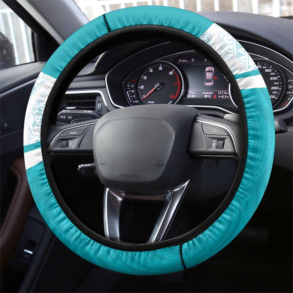New Zealand Silver Fern Cricket Steering Wheel Cover Black Cap Teal Maori Pattern - Aussie Hoodie