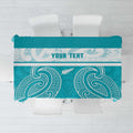 New Zealand Silver Fern Cricket Custom Tablecloth Black Cap Teal Maori Pattern - Aussie Hoodie