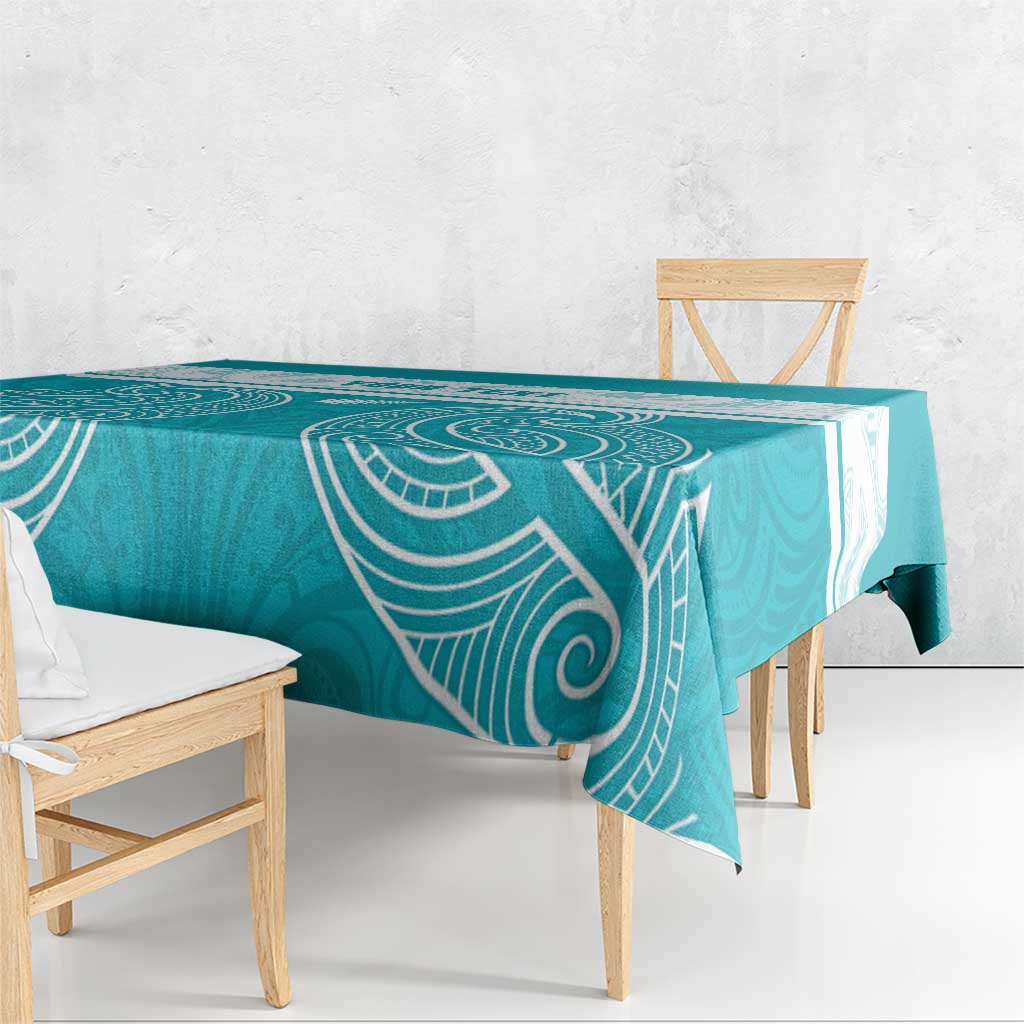 New Zealand Silver Fern Cricket Custom Tablecloth Black Cap Teal Maori Pattern - Aussie Hoodie