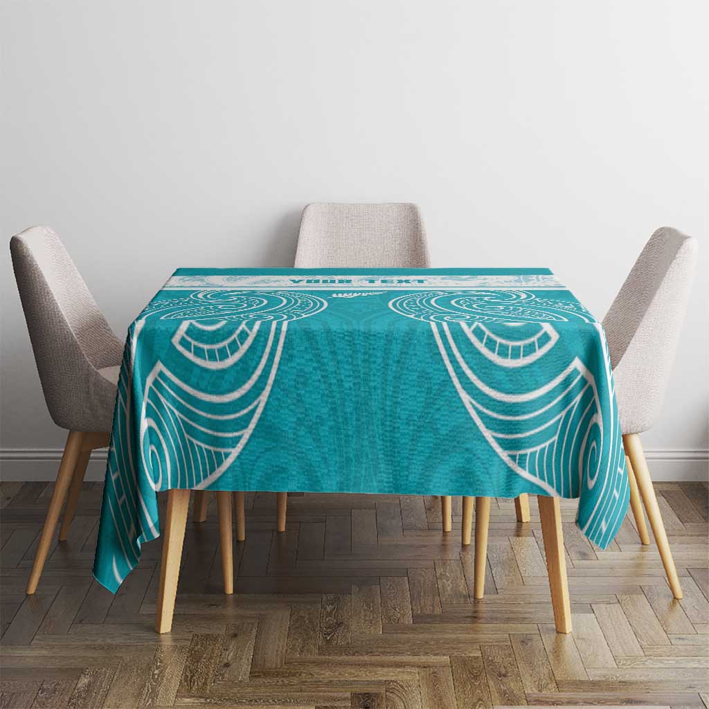 New Zealand Silver Fern Cricket Custom Tablecloth Black Cap Teal Maori Pattern - Aussie Hoodie