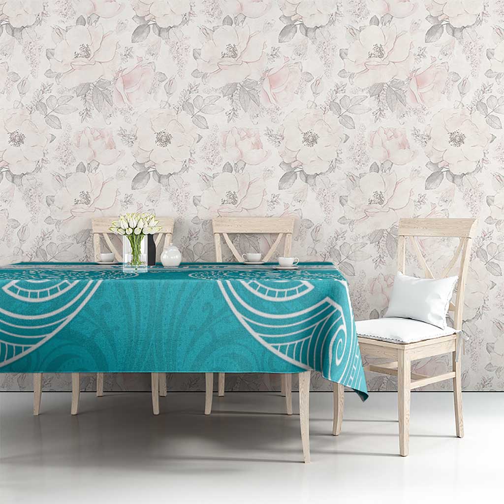 New Zealand Silver Fern Cricket Custom Tablecloth Black Cap Teal Maori Pattern - Aussie Hoodie