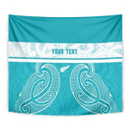New Zealand Silver Fern Cricket Custom Tapestry Black Cap Teal Maori Pattern - Aussie Hoodie