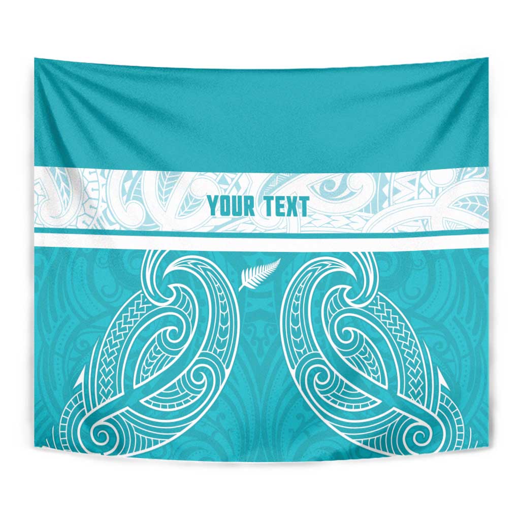 New Zealand Silver Fern Cricket Custom Tapestry Black Cap Teal Maori Pattern - Aussie Hoodie