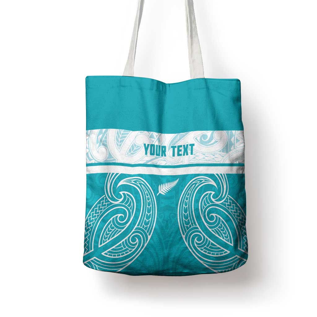 New Zealand Silver Fern Cricket Custom Tote Bag Black Cap Teal Maori Pattern - Aussie Hoodie
