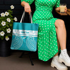 New Zealand Silver Fern Cricket Custom Tote Bag Black Cap Teal Maori Pattern - Aussie Hoodie