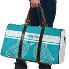 New Zealand Silver Fern Cricket Custom Travel Bag Black Cap Teal Maori Pattern - Aussie Hoodie