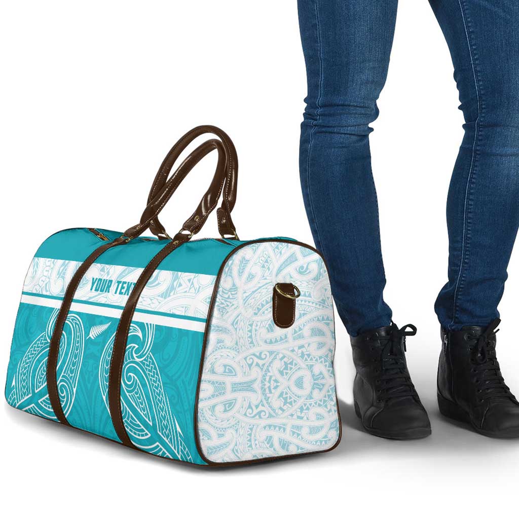 New Zealand Silver Fern Cricket Custom Travel Bag Black Cap Teal Maori Pattern - Aussie Hoodie