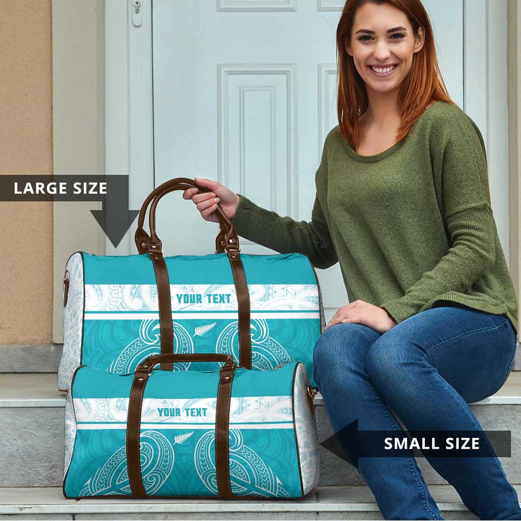 New Zealand Silver Fern Cricket Custom Travel Bag Black Cap Teal Maori Pattern - Aussie Hoodie