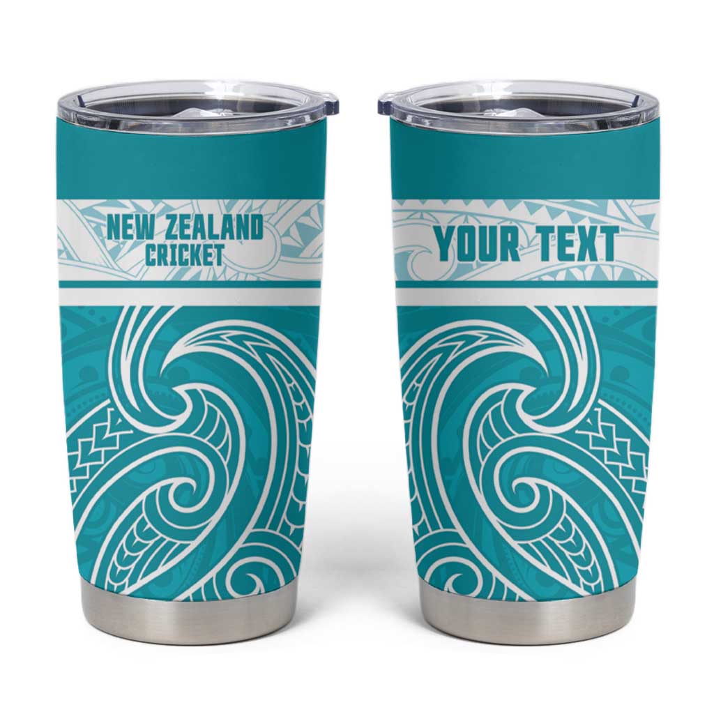 New Zealand Silver Fern Cricket Custom Tumbler Cup Black Cap Teal Maori Pattern - Aussie Hoodie