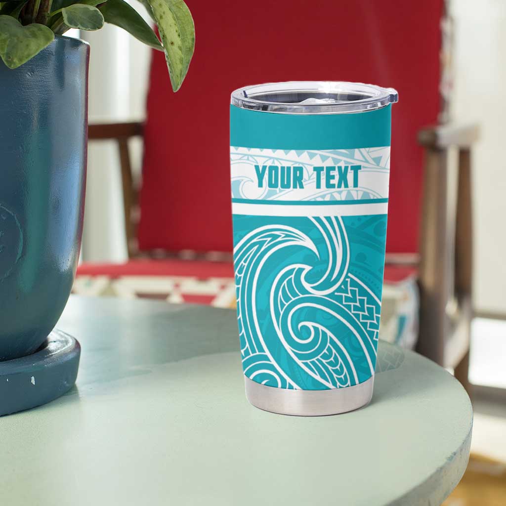 New Zealand Silver Fern Cricket Custom Tumbler Cup Black Cap Teal Maori Pattern - Aussie Hoodie