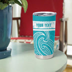 New Zealand Silver Fern Cricket Custom Tumbler Cup Black Cap Teal Maori Pattern - Aussie Hoodie