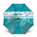 New Zealand Silver Fern Cricket Custom Umbrella Black Cap Teal Maori Pattern - Aussie Hoodie