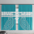 New Zealand Silver Fern Cricket Custom Window Curtain Black Cap Teal Maori Pattern - Aussie Hoodie