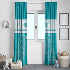 New Zealand Silver Fern Cricket Custom Window Curtain Black Cap Teal Maori Pattern - Aussie Hoodie