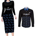 New Zealand Silver Fern Cricket Custom Couples Matching Long Sleeve Bodycon Dress and Long Sleeve Button Shirt Black Cap T20 Version - Aussie Hoodie