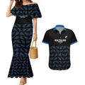 New Zealand Silver Fern Cricket Custom Couples Matching Mermaid Dress and Hawaiian Shirt Black Cap T20 Version - Aussie Hoodie
