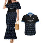 New Zealand Silver Fern Cricket Custom Couples Matching Mermaid Dress and Hawaiian Shirt Black Cap T20 Version - Aussie Hoodie