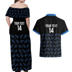 New Zealand Silver Fern Cricket Custom Couples Matching Off Shoulder Maxi Dress and Hawaiian Shirt Black Cap T20 Version - Aussie Hoodie