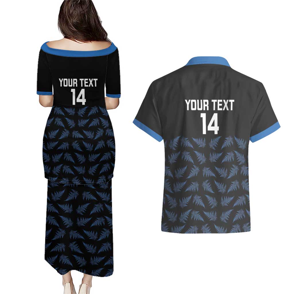 New Zealand Silver Fern Cricket Custom Couples Matching Puletasi and Hawaiian Shirt Black Cap T20 Version - Aussie Hoodie