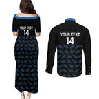 New Zealand Silver Fern Cricket Custom Couples Matching Puletasi and Long Sleeve Button Shirt Black Cap T20 Version - Aussie Hoodie