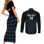New Zealand Silver Fern Cricket Custom Couples Matching Short Sleeve Bodycon Dress and Long Sleeve Button Shirt Black Cap T20 Version - Aussie Hoodie